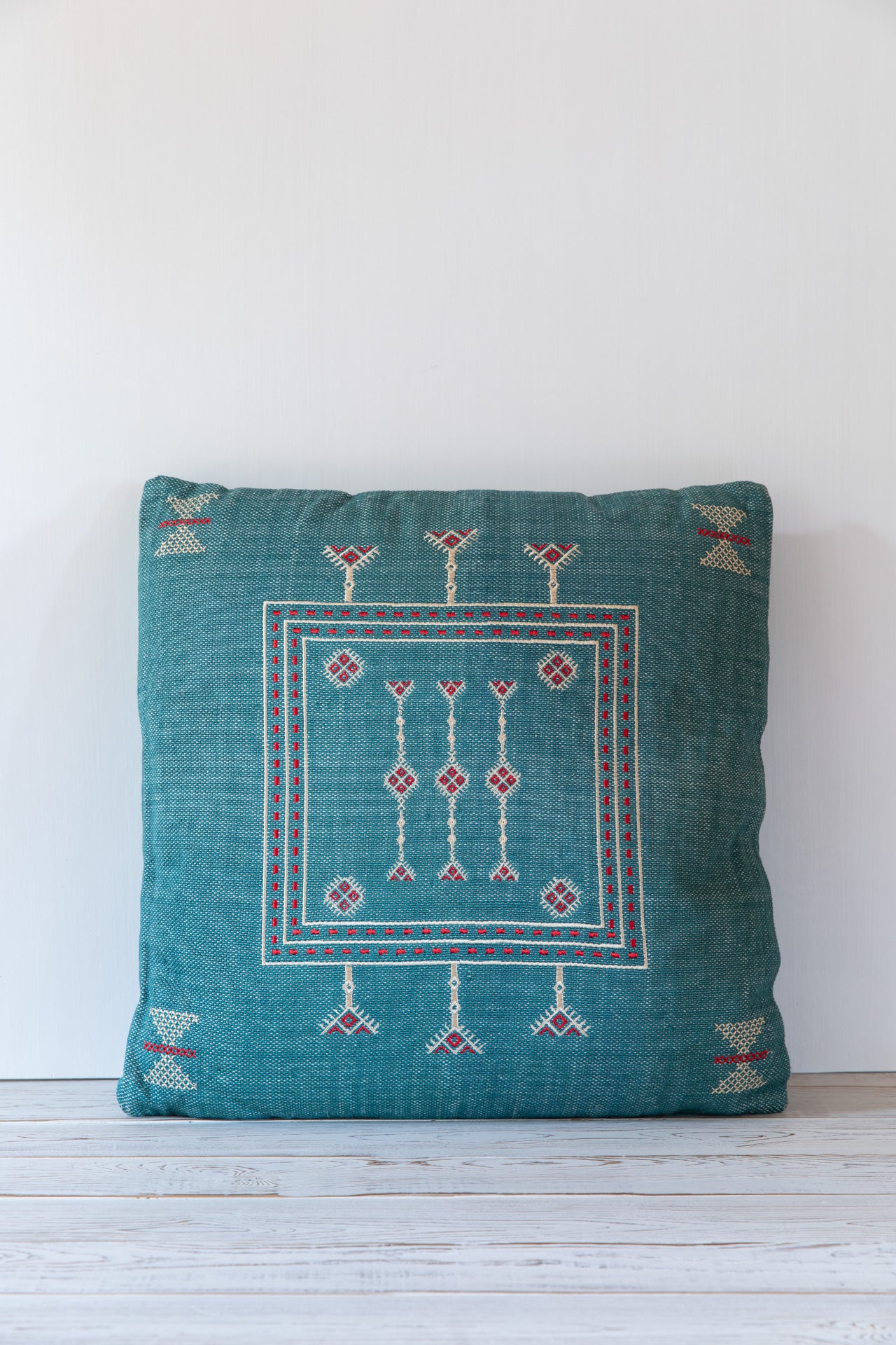 Turquoise Embroidered Pillow 50X50