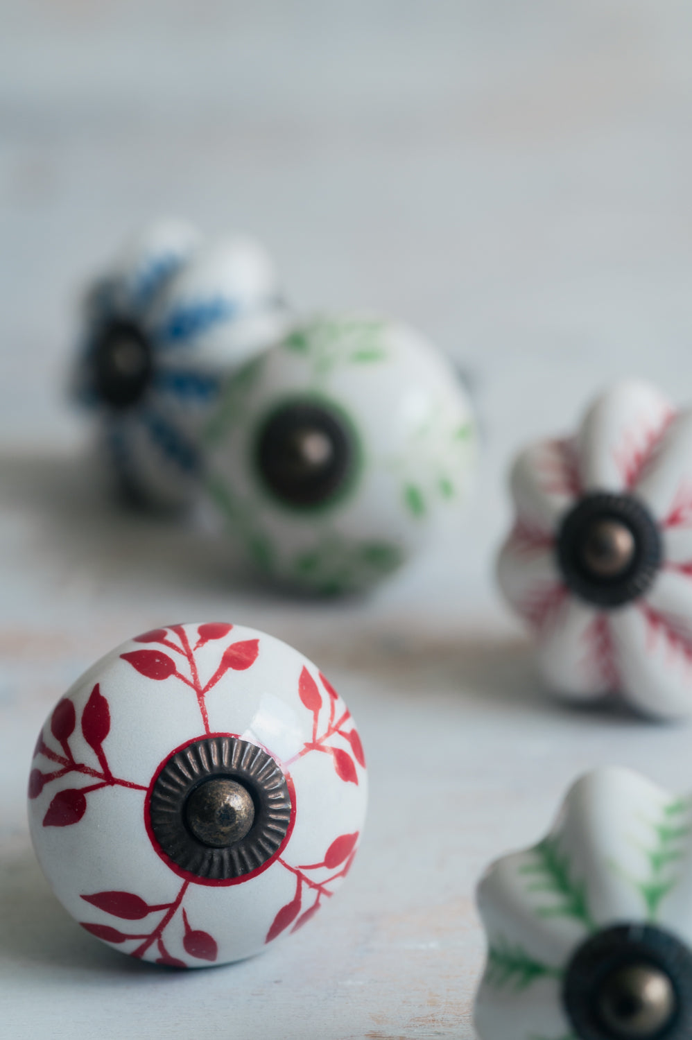 Green flower ceramic handle