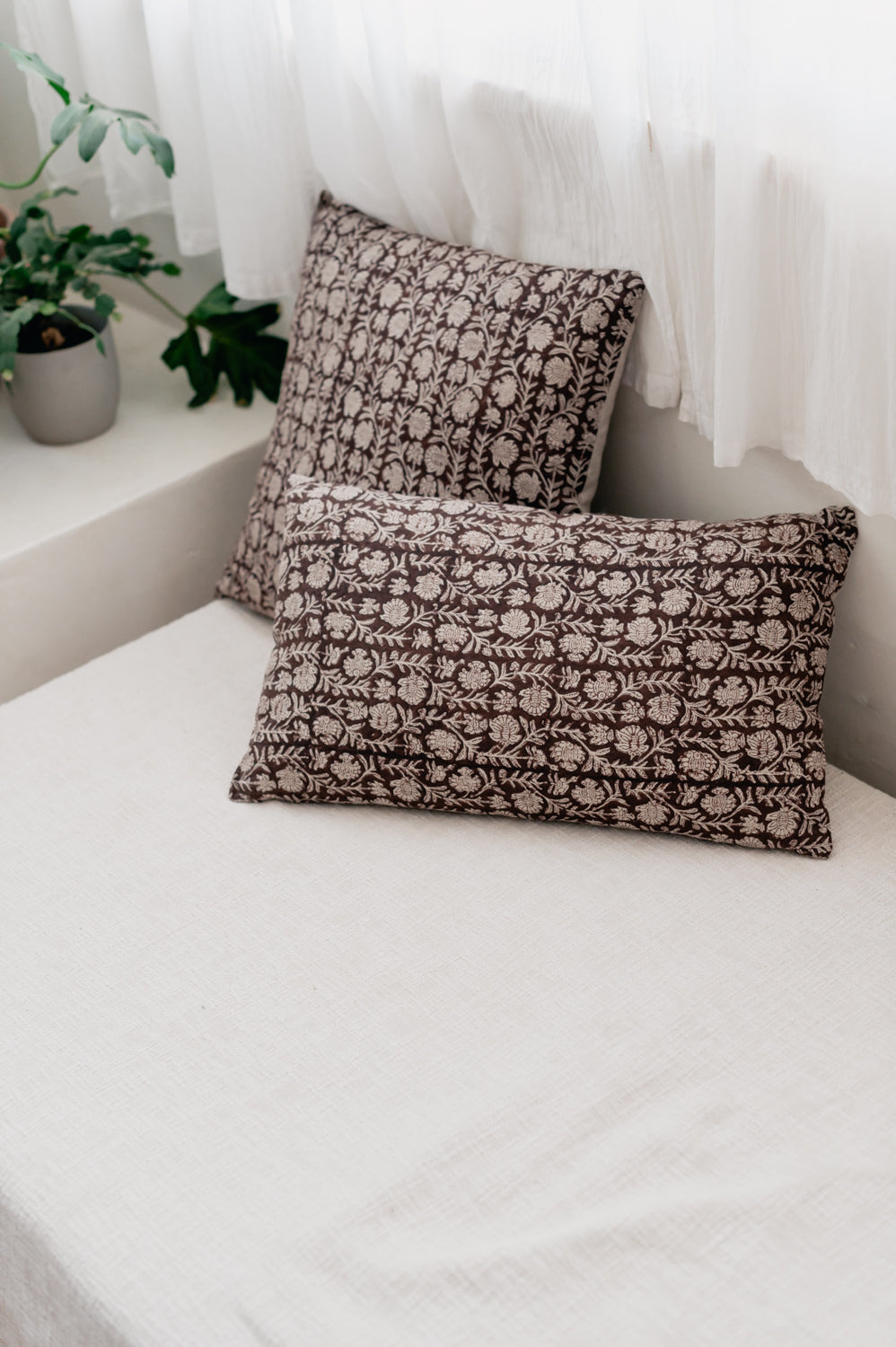 "Spring" linen pillow, brown, 35x60