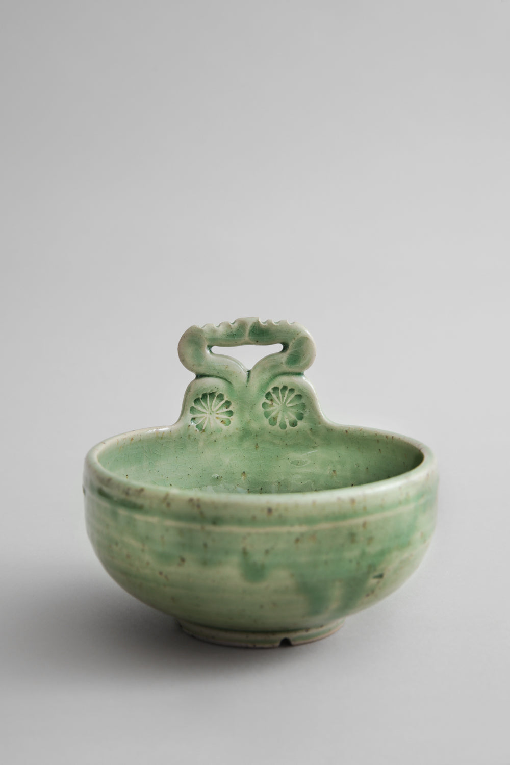 Handmade green ceramic soap dish
