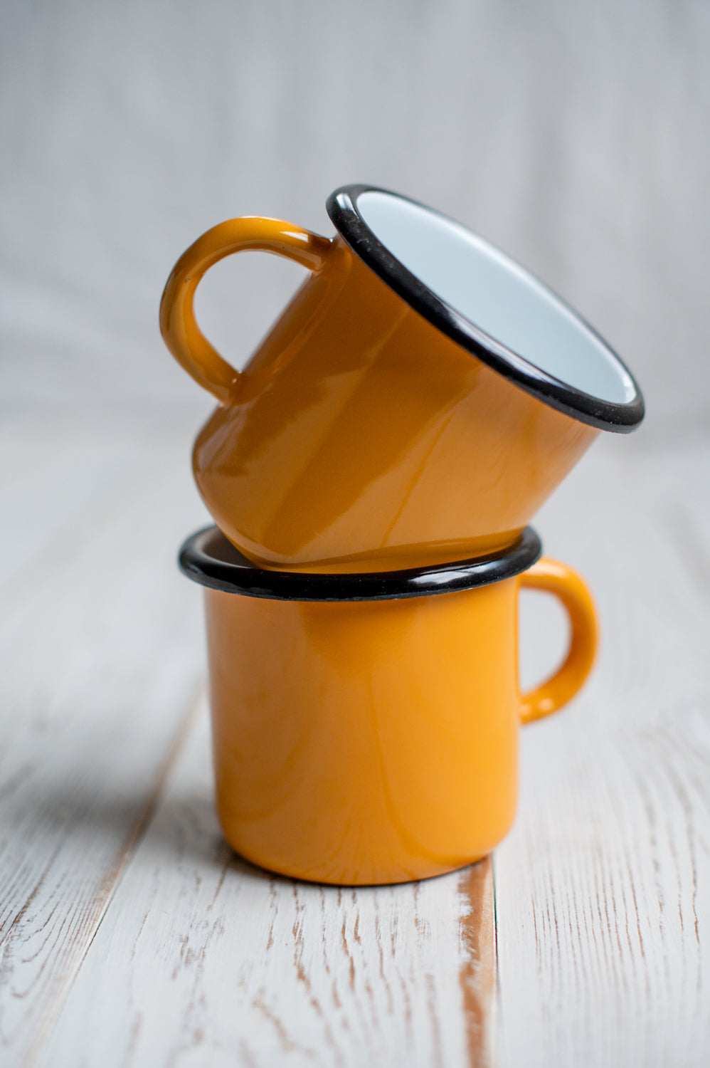 Yellow enamel mug